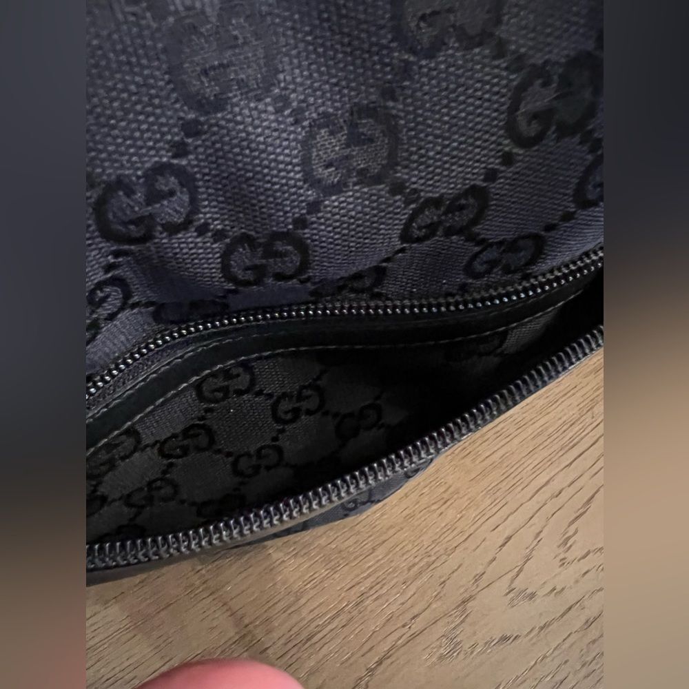 Authentic Gucci nylon calfskin monogram tall tote in black. - Picture 8 of 14
